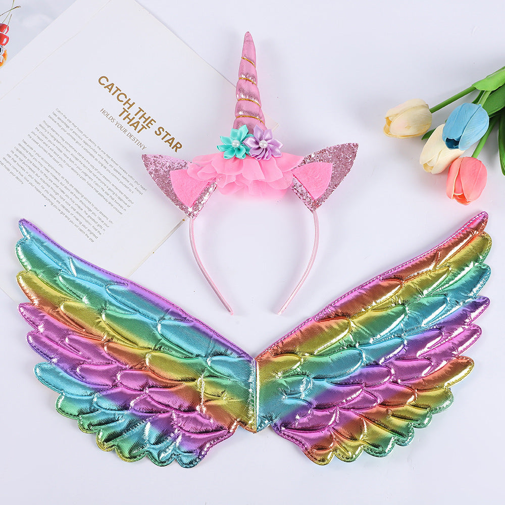 Wholesale Angel Wings Girls Unicorn Holiday Party Props Princess Dress Party Headband